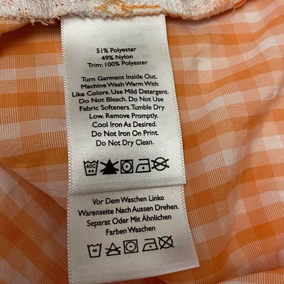 Eddie Bauer Button Down Women's Shirt L White Orange Gingham Check Short Sleeves - Picture 4 of 14